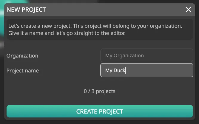 New Project dialog