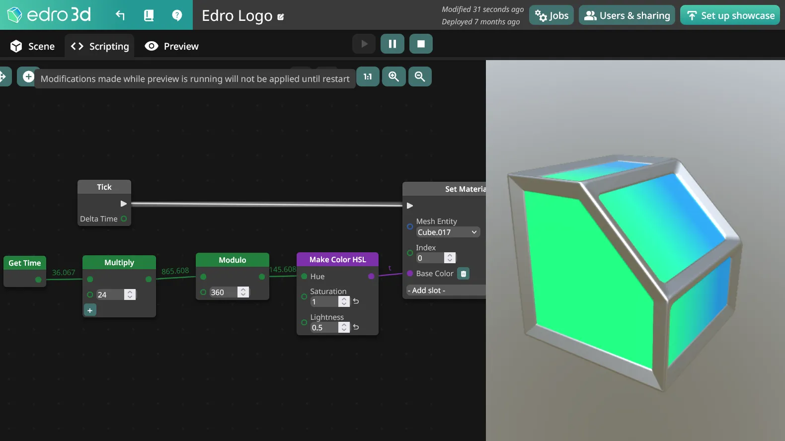 Preview and Scripting tab side-by-side